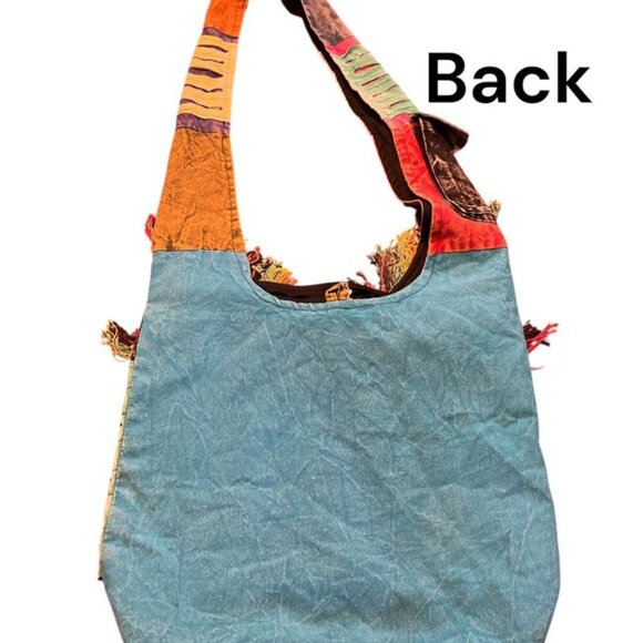 India Boutique 100% Cotton Hobo Nepal Bag Embroidered Rasta 420 Leaf Design NWT - Picture 5 of 8